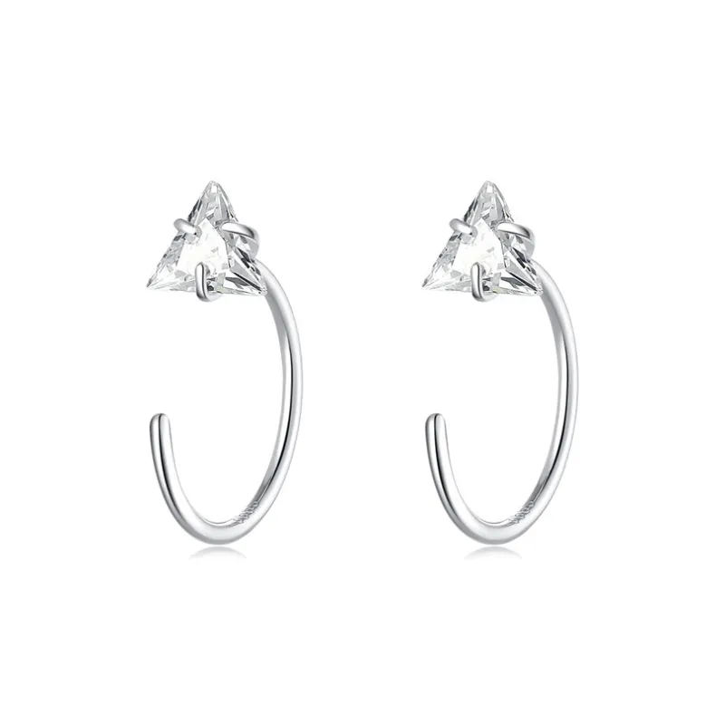 KIVA S999 Silver Stud Hoop Earrings Women's-21