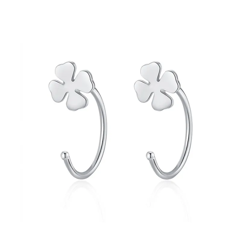 KIVA S999 Silver Stud Hoop Earrings Women's-7