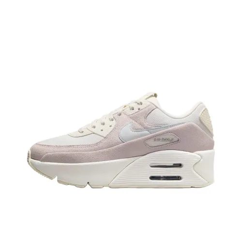 Nike Air Max 90 Anti Slip Wear Resistant Low Top Casual Shoes Women's Gray Pink
