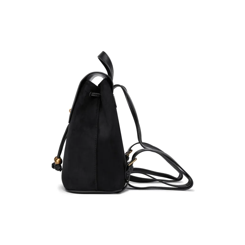 FAIRWHALE PU Backpack Regular Women's Black/Caramel-3