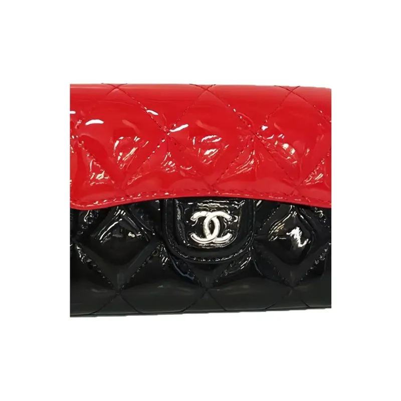 CHANEL Patent Leather & Metal Wallet Women's Red, Black & Multicolor-4