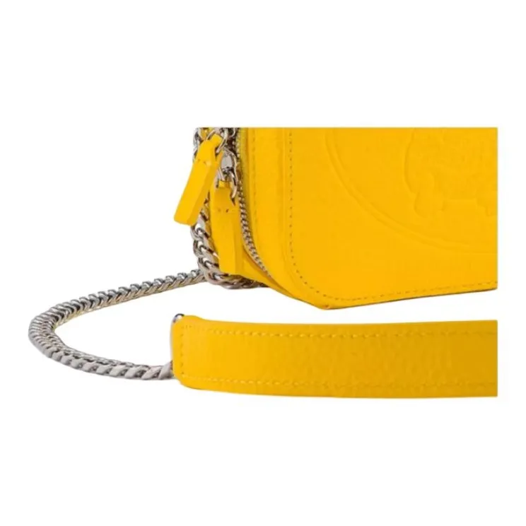 LACOSTE Cow Leather Shoulder Bag Crossbody Bag Small Size Women's Deep Yellow-2