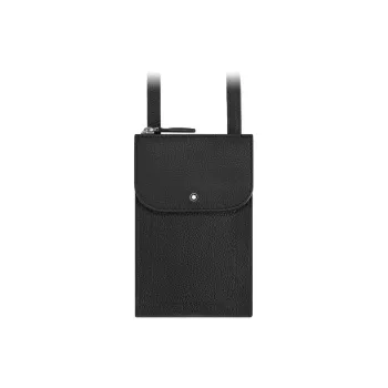 MONTBLANC Cow Leather Shoulder Bag Crossbody Bag Cell Phone Pouch Small Size Men's Black