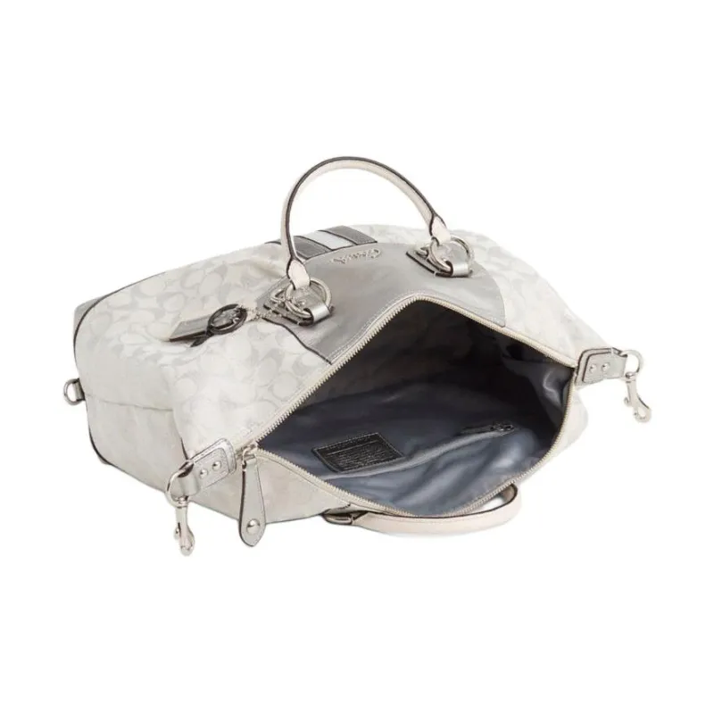 COACH SATCHEL Smooth Leather One Shoulder Handbags Large Size Women's Silver-2