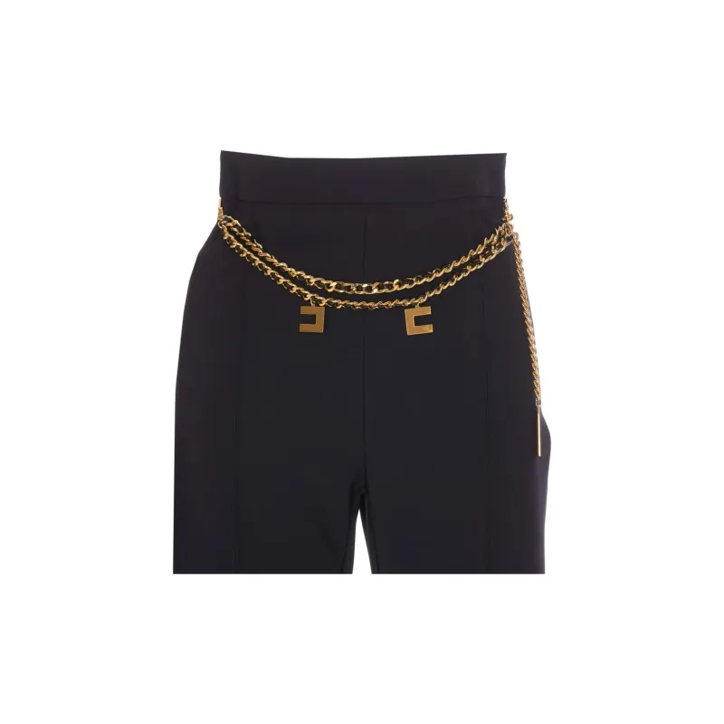 Elisabetta Franchi Belted Stretch Crepe Palazzo Trousers-6