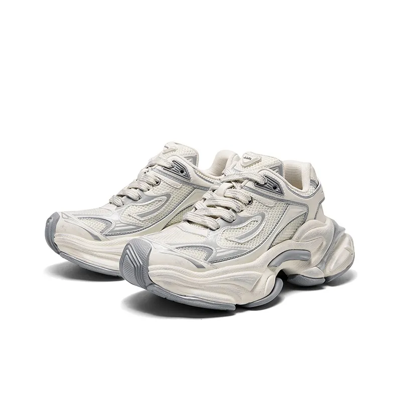 CHERYKALLY Time Swirl Cushioning Anti Slip Wear Resistant Breathable Height Increasing Low Top Chunky Sneakers Unisex-1