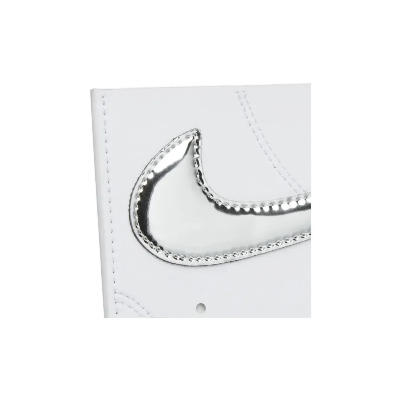 Nike PU Polyurethane Card Holder Unisex White & Metallic Silver-2