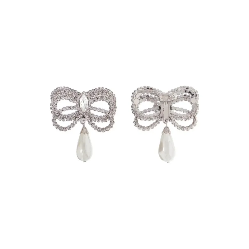 Alessandra Rich Bow Embellished Earrings-1