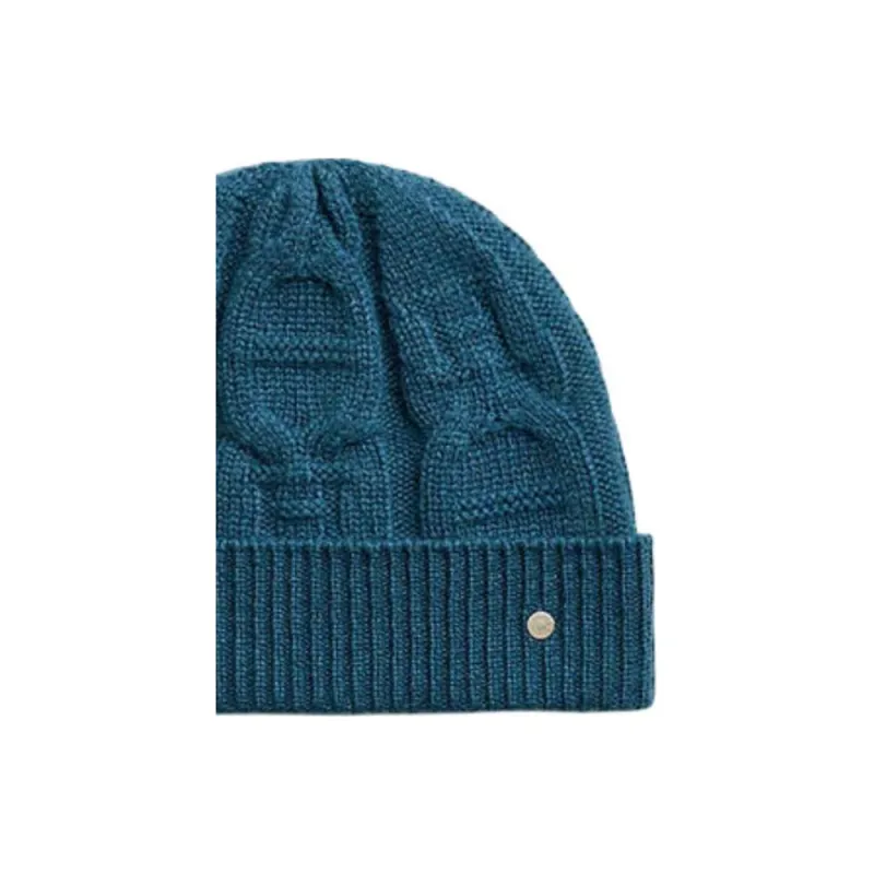 HERMES Cashmere Palladium-Plated Stirrup Studs Beanies Men's Blue-2