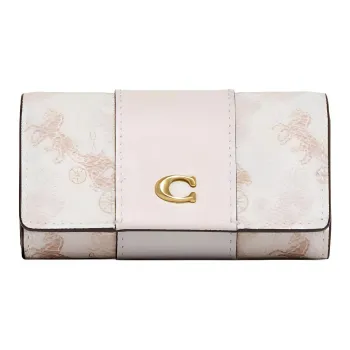COACH Canvas With Leather Clutch Key Pouch Women's Milk White