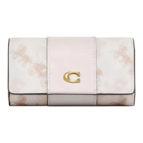 COACH Canvas With Leather Clutch Key Pouch Women's Milk White