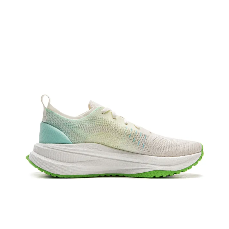 LiNing Comfortable Cushioning Anti Slip Wear Resistant Breathability Low Top Casual Running Shoes Men's White Green-1