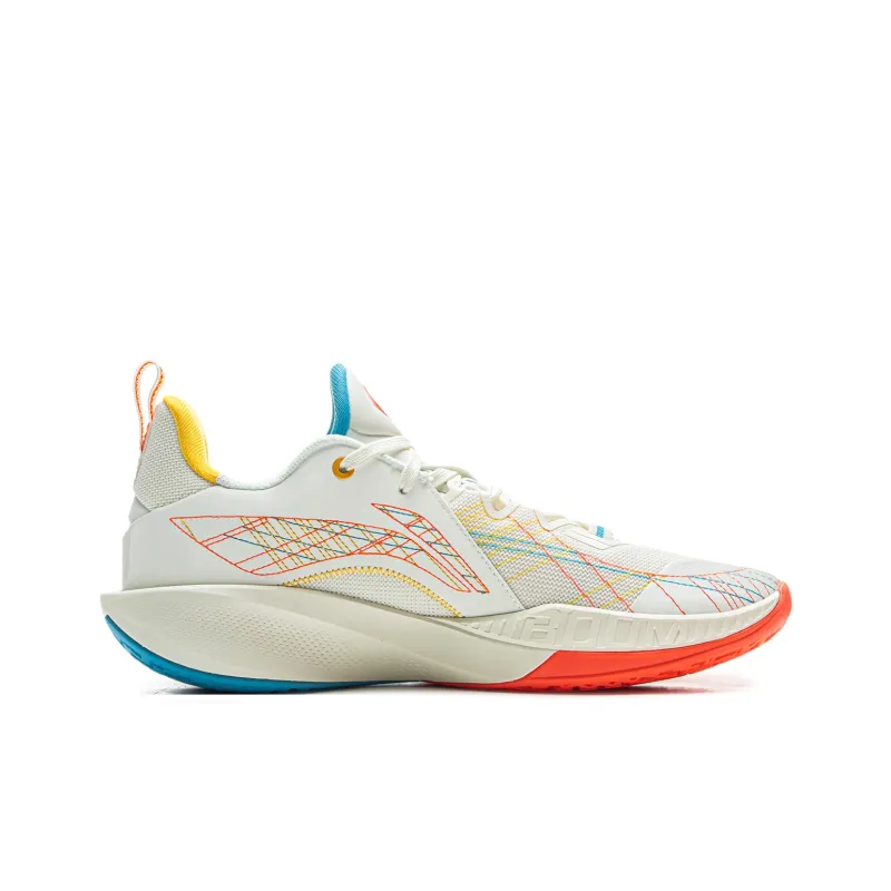 LiNing Speed Ling 2 Cushioned Slip Resistant Breathable Rebound Low Top Basketball Shoes Men's White Blue-1