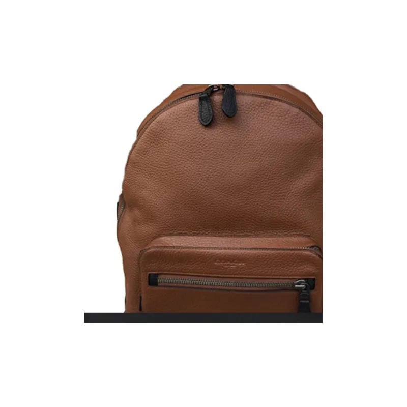 COACH West Litchi Grain Leather Backpack Large Size Men's Dark Brown-3