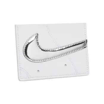 Nike PU Polyurethane Card Holder Unisex White & Metallic Silver