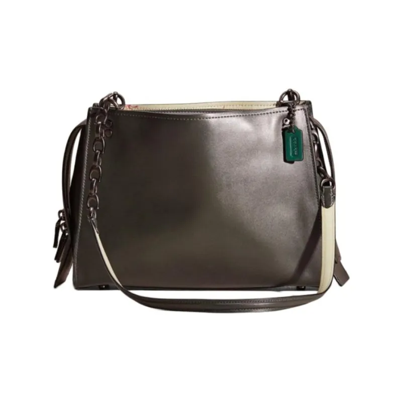 COACH Emery Eggstone Grain Leather Crossbody Bag Shoulder Bag Large Size Women's White Aluminum With Ivy-0