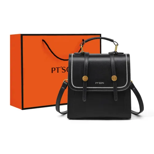 PT'SON Cow Leather Patchwork Synthetic Leather Backpacks Regular Women's Black