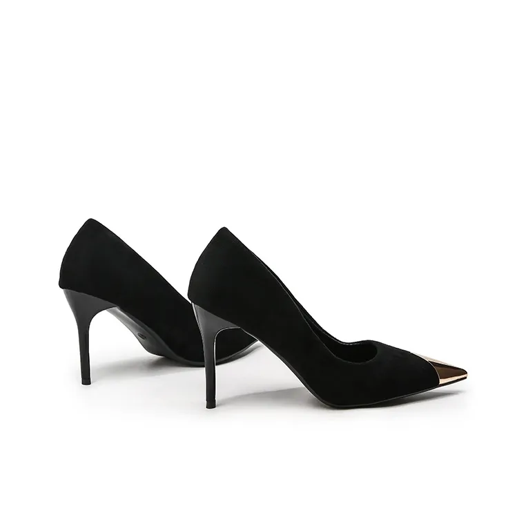 BANWEIDIYA Slim Heel High Heels Women's Black-3