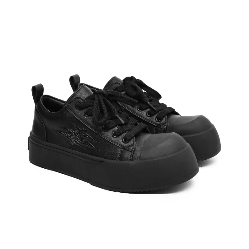 Hong Kong Meng Anti Slip And Wear Resistant Height Increasing Low Top Skateboard Shoes Unisex Black-3