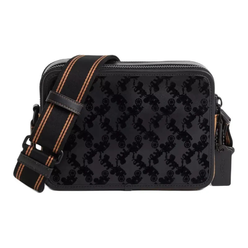 COACH Charter Calfskin Crossbody Bag Shoulder Bag Medium Size Unisex Matte Black-0