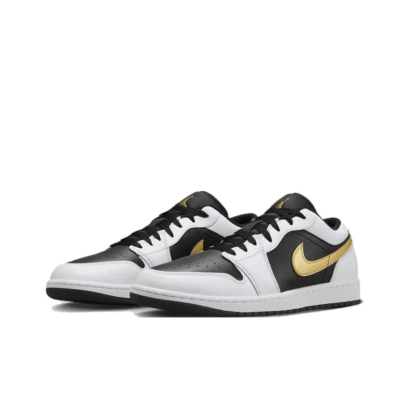 Jordan 1 Low White Black Metallic Gold Swoosh-2