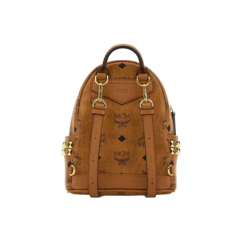 MCM Canvas Backpack Mini Women's Cognac Brandy-2