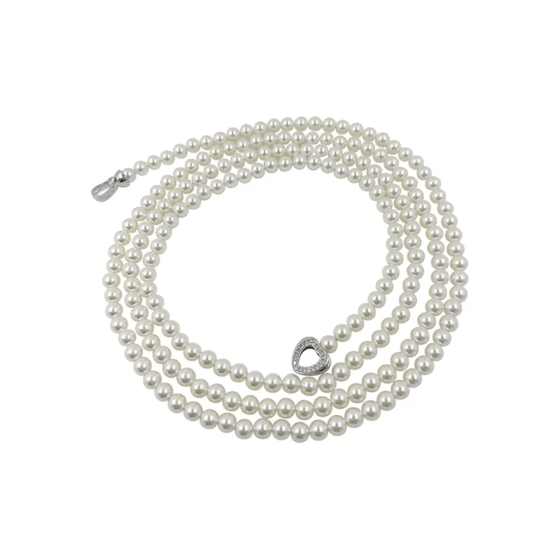 NATURALLYJOJO Faux Pearl Necklaces Women's White/Gray-0