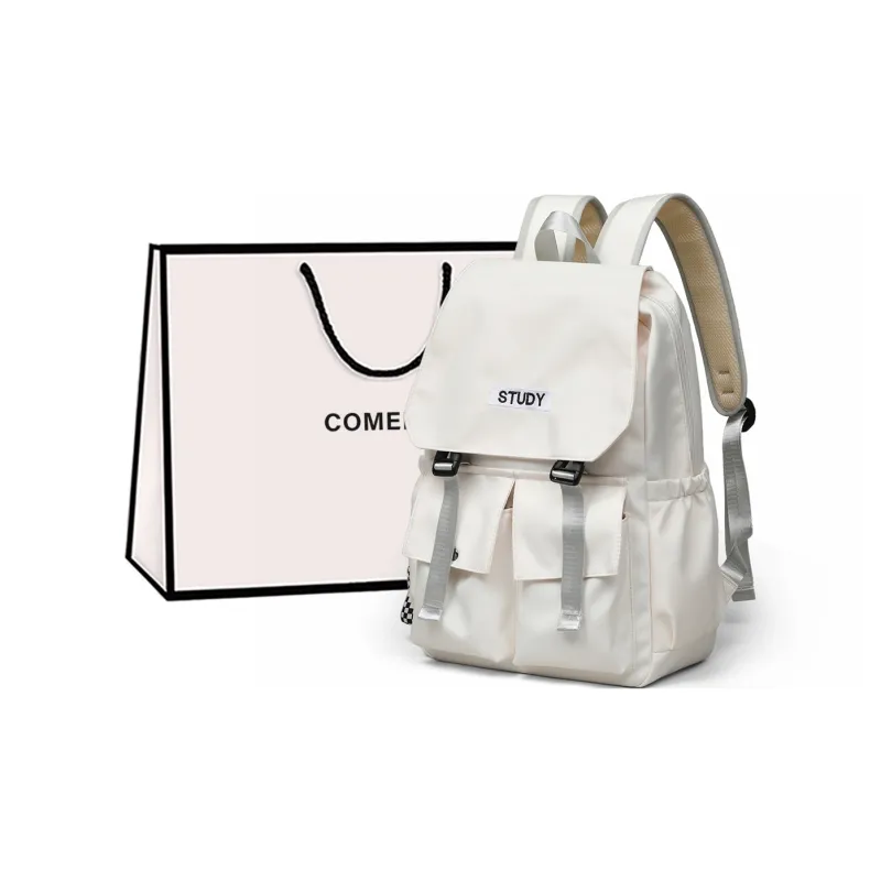 COMELY Fabric Backpack Medium Size Unisex Black-5