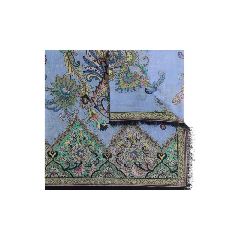 ETRO Decorative Printed Frayed Edge Scarf-0