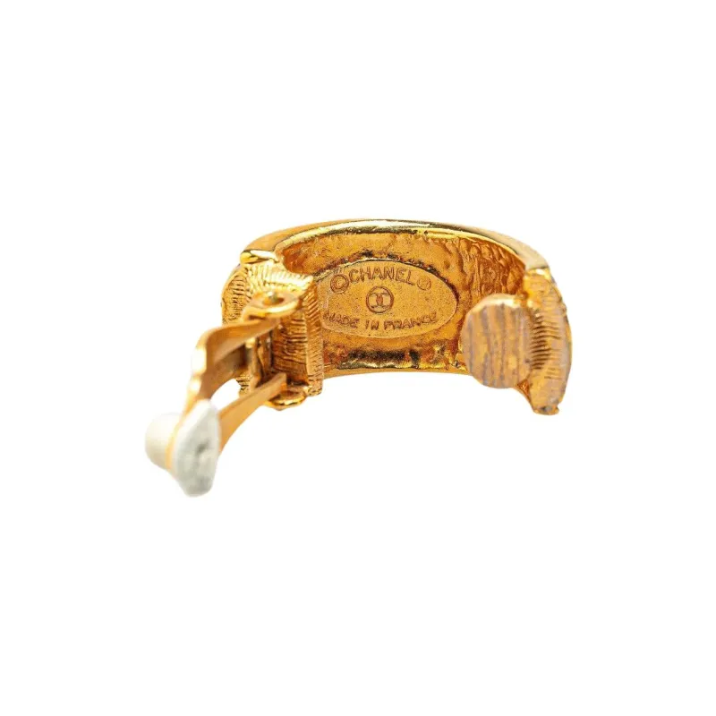 CHANEL 1990 2000s Dangle Hoop Clip on Earrings-2