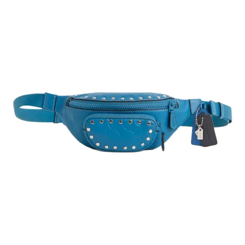 COACH SprintBelt Iconic Smooth Calfskin Crossbody Fanny Pack Medium Size Unisex Blue