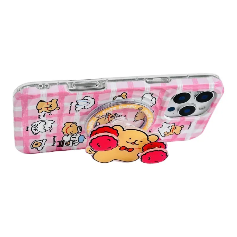 Sopi Acrylic Material Couple Dog Magnetic Stand Phone Cases Compatible With IPhone 16/15 Pro Max/Apple 13/14 Pro/Max-11
