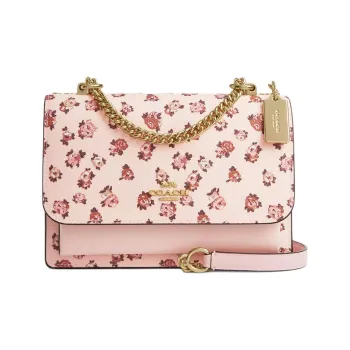 COACH Klare Coated Canvas Crossbody Bag Shoulder Bag Small Size Women's Gold & Blush Multicolor