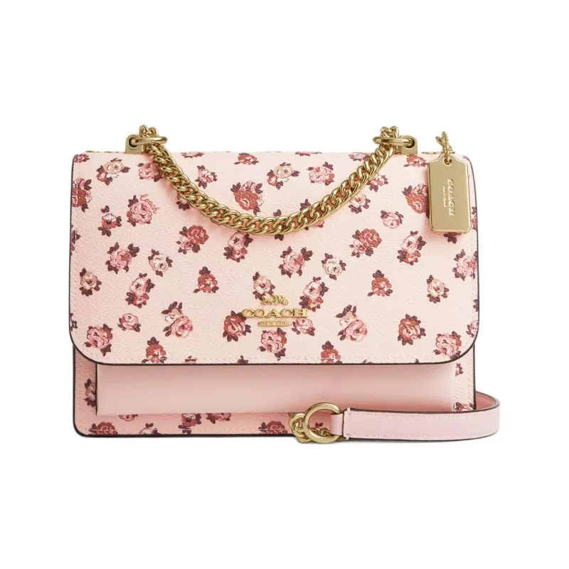COACH Klare Coated Canvas Crossbody Bag Shoulder Bag Small Size Women's Gold & Blush Multicolor-0