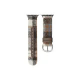 Brown Checkered/New Round Tail Leather Label Woolen Leather Strap