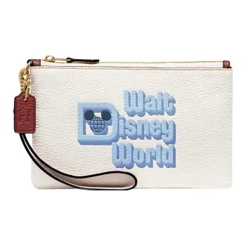 COACH Wristlet Pebbled Leather Wrist Bag Small Size Women's White