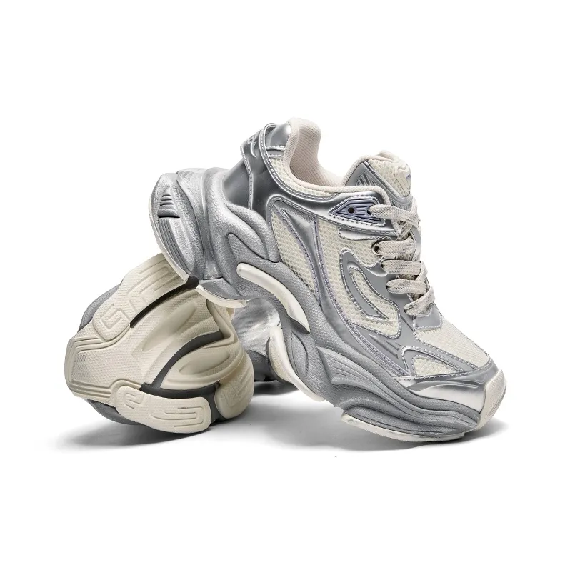 CHERYKALLY Time Swirl Cushioning Anti Slip Wear Resistant Breathable Height Increasing Low Top Chunky Sneakers Unisex-9