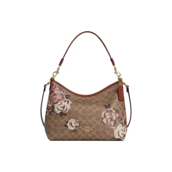 COACH LAURELSignature Coated Canvas Crossbody Bag Shoulder Bag Large Size Women's Gold & Tan Multicolor