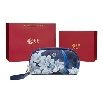 Pmsi Mulberry Silk Wallet Clutch Small Size Women's Dark Blue