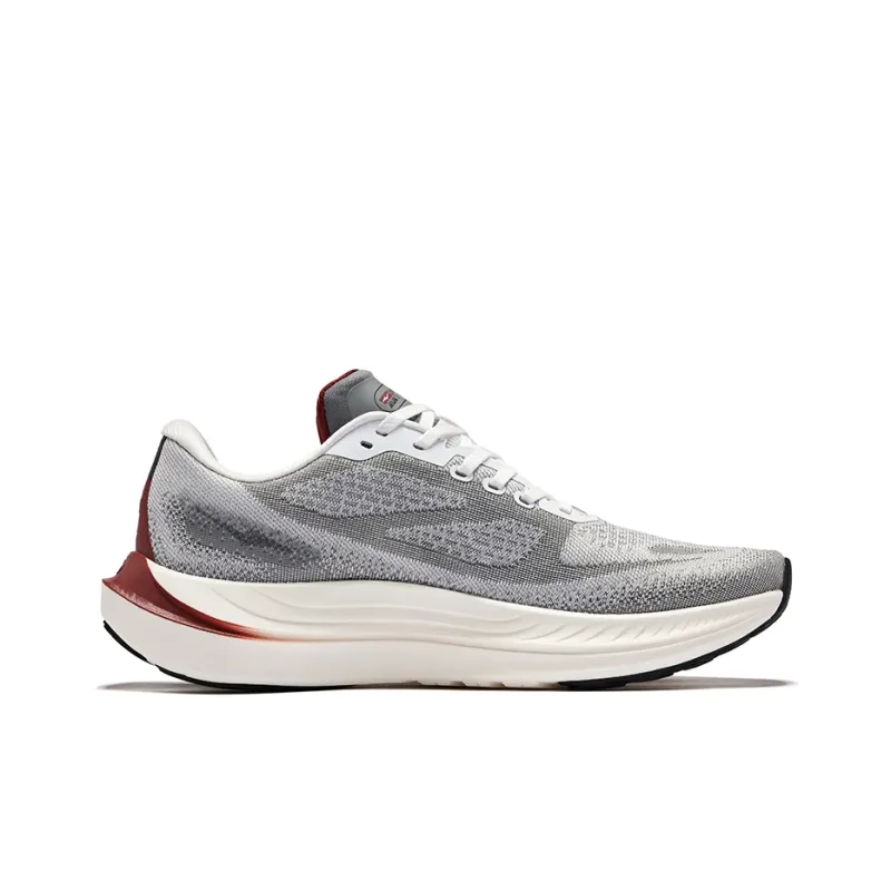 Erke Lightweight Cushioning Rebound Low Top Running Shoes Men's Erke White Steel Gray-1