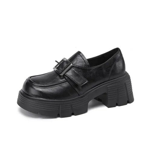 La Chapelle Commute Minimalist Design Casual Single Shoes Women's Black
