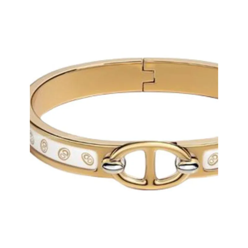 HERMES Gold-Plated Bangles Women's White-2