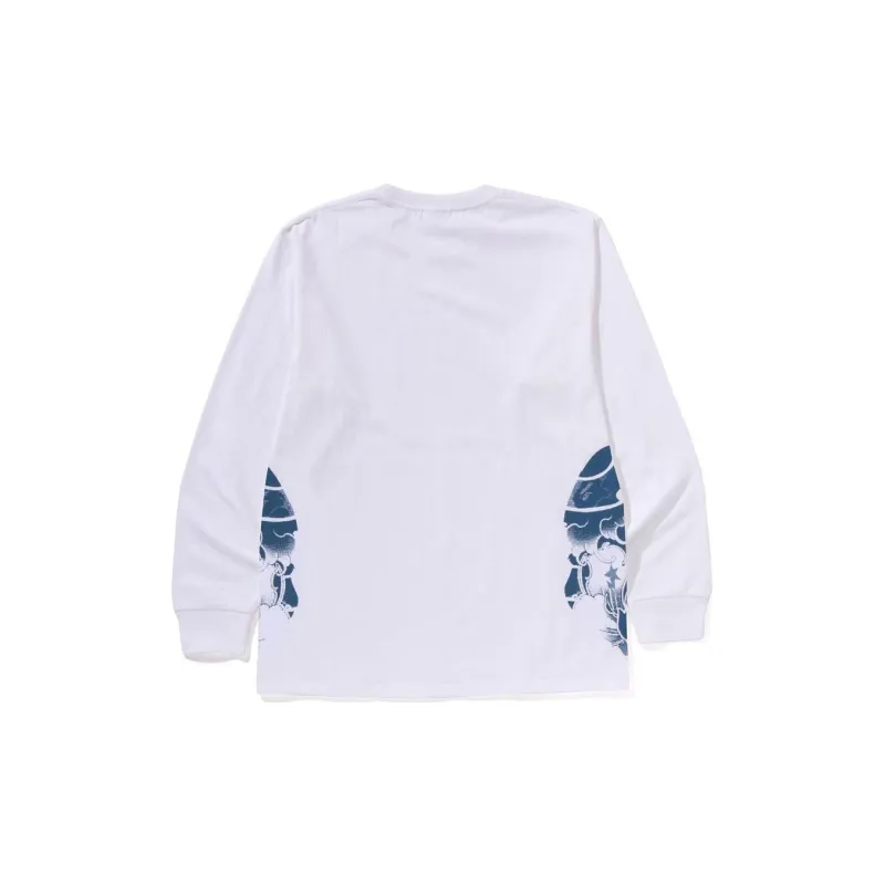 Bape A BATHING APE Japanese Tattoo Side Big Ape Head Long Sleeve Tee-3