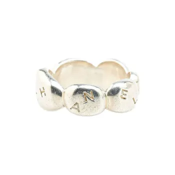 CHANEL 2000 2020 Sterling Silver Logo Engraved Ring