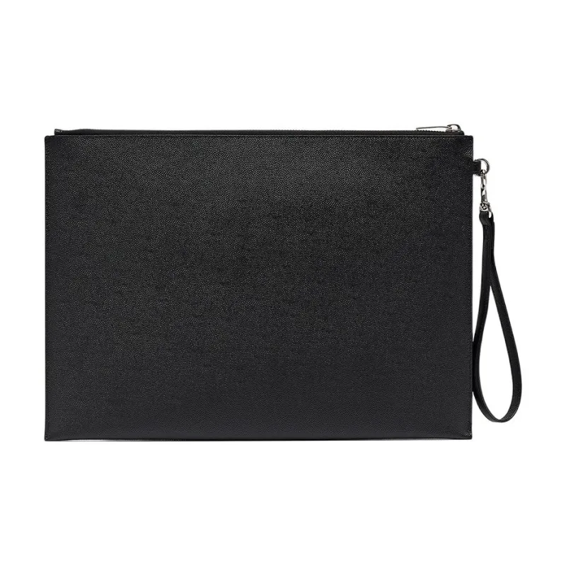 SAINT LAURENT Cowhide Leather Handheld Handbag Men's Black-2