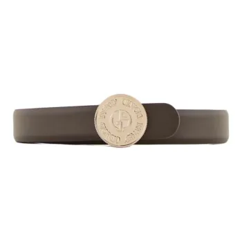 GIORGIO ARMANI Slim Leather Belt With Round Buckle