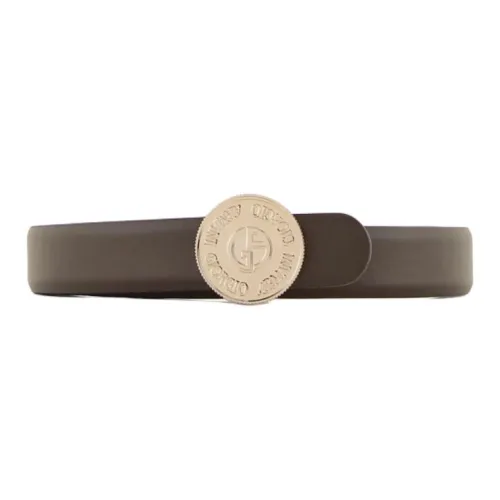 GIORGIO ARMANI Slim Leather Belt With Round Buckle