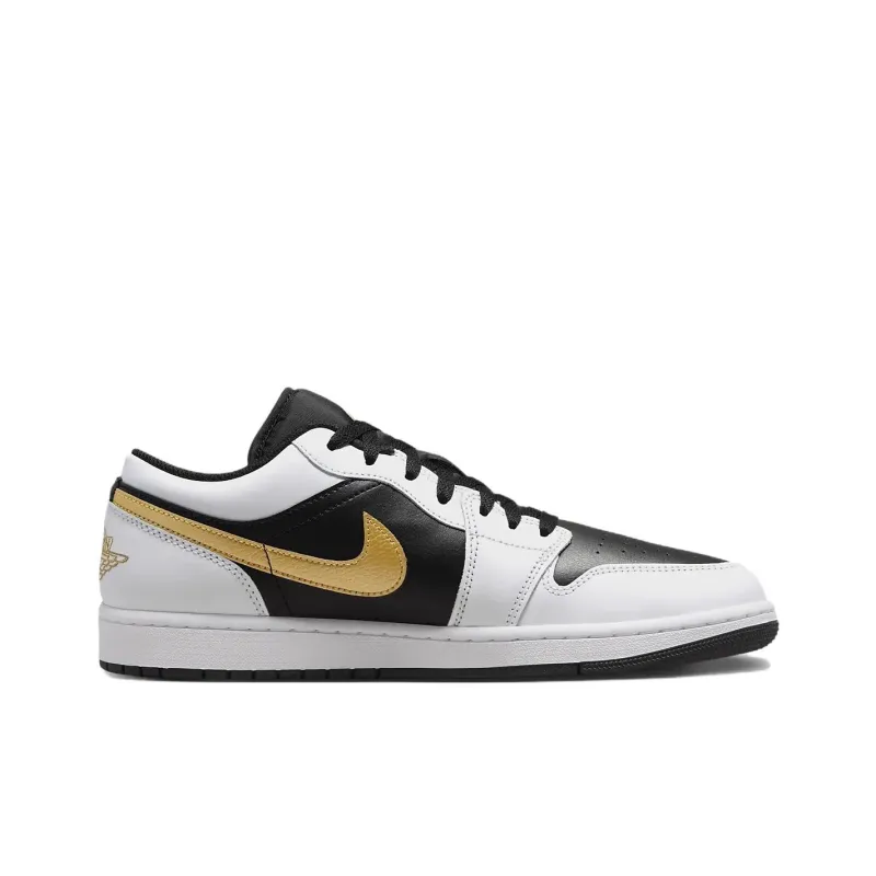 Jordan 1 Low White Black Metallic Gold Swoosh-1