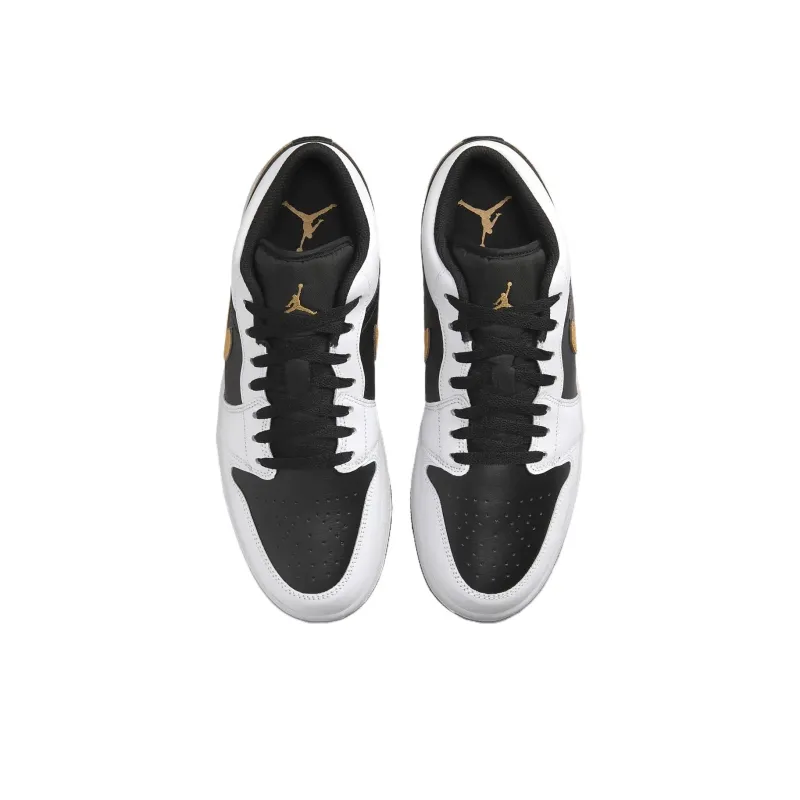 Jordan 1 Low White Black Metallic Gold Swoosh-3