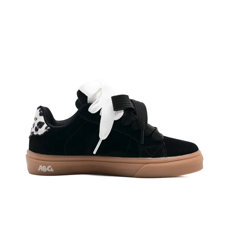 ABCIO Slip Resistant Water Resistant Wear Resistant Height Increasing Low Top Skateboard Shoes Unisex Black-4